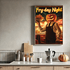 A modern kitchen mockup with a 3:4 framed Retro Halloween Diner Art hanging on the wall above the counter. Small autumn decorations complement the clean design.