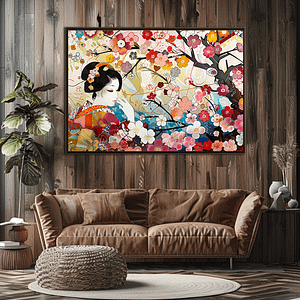 Colorful Japanese Wall Art Set of 5 Prints