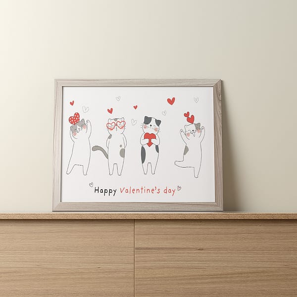 Happy Valentine's Day Cats Art - Image 3