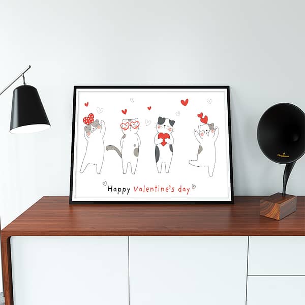 Happy Valentine's Day Cats Art