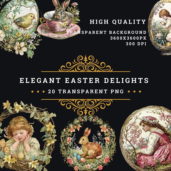 20 Victorian Clipart Collection: Elegant Easter Delights - Image 6