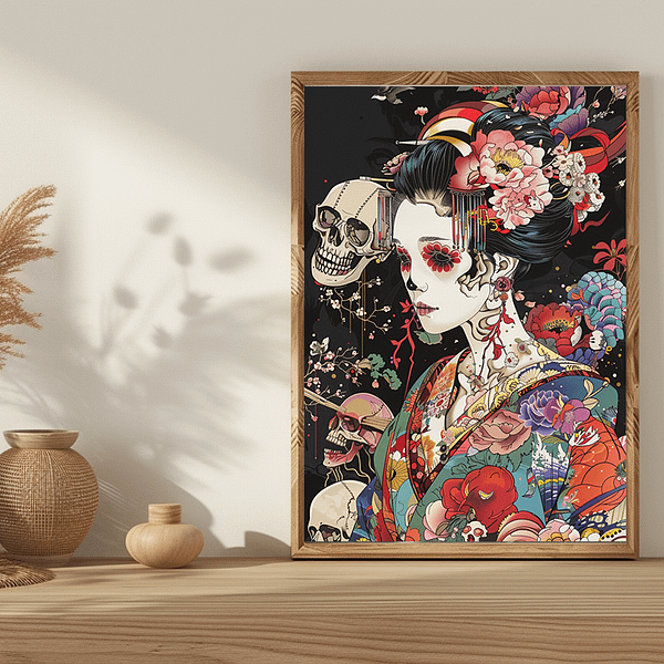 Geisha Skull Art: Embracing Takashi Murakami's Vibrant Influence