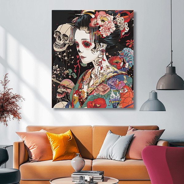 Geisha Skull Art: Embracing Takashi Murakami's Vibrant Influence