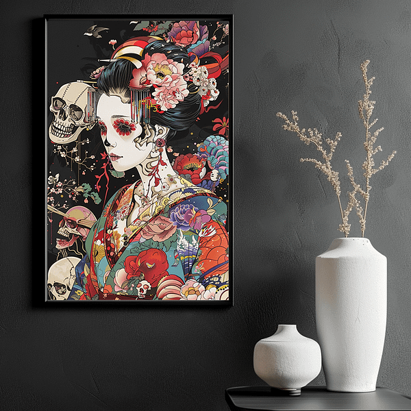 Geisha Skull Art: Embracing Takashi Murakami's Vibrant Influence