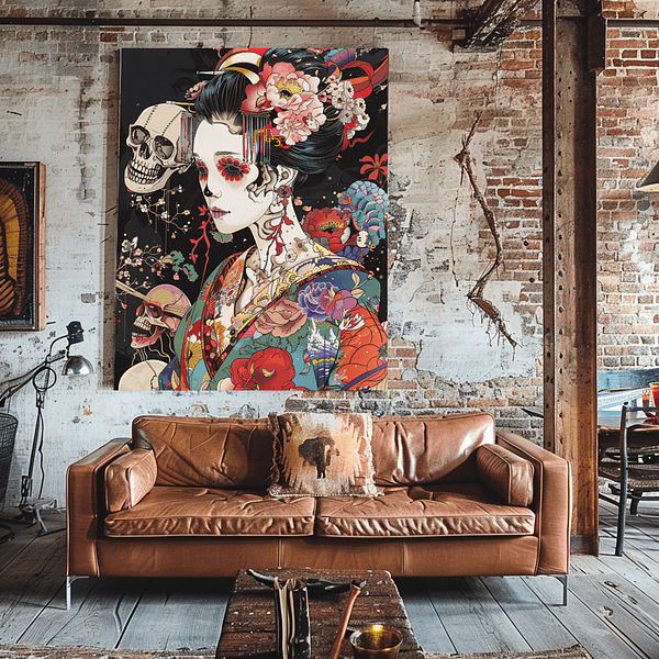 Geisha Skull Art: Embracing Takashi Murakami's Vibrant Influence