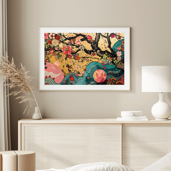 Colorful Japanese Wall Art Set of 5 Prints