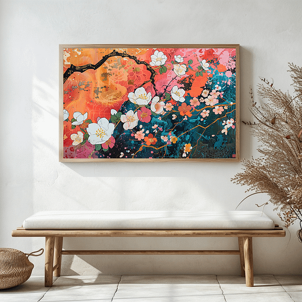 Colorful Japanese Wall Art Set of 5 Prints