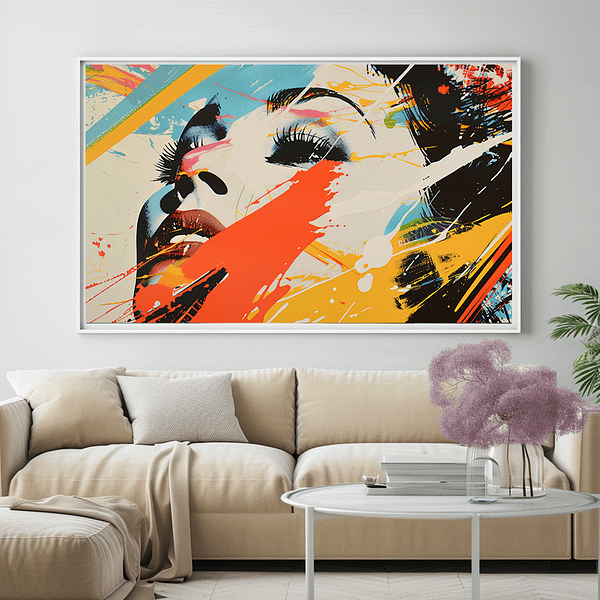 Pop Art Digital Print enhancing a contemporary living room design.