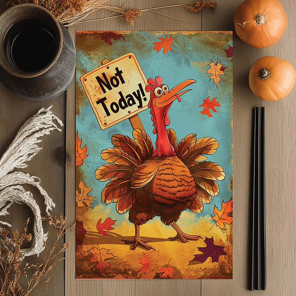 Funny Thanksgiving Art – Nostalgic Turkey Poster for a Cozy Home